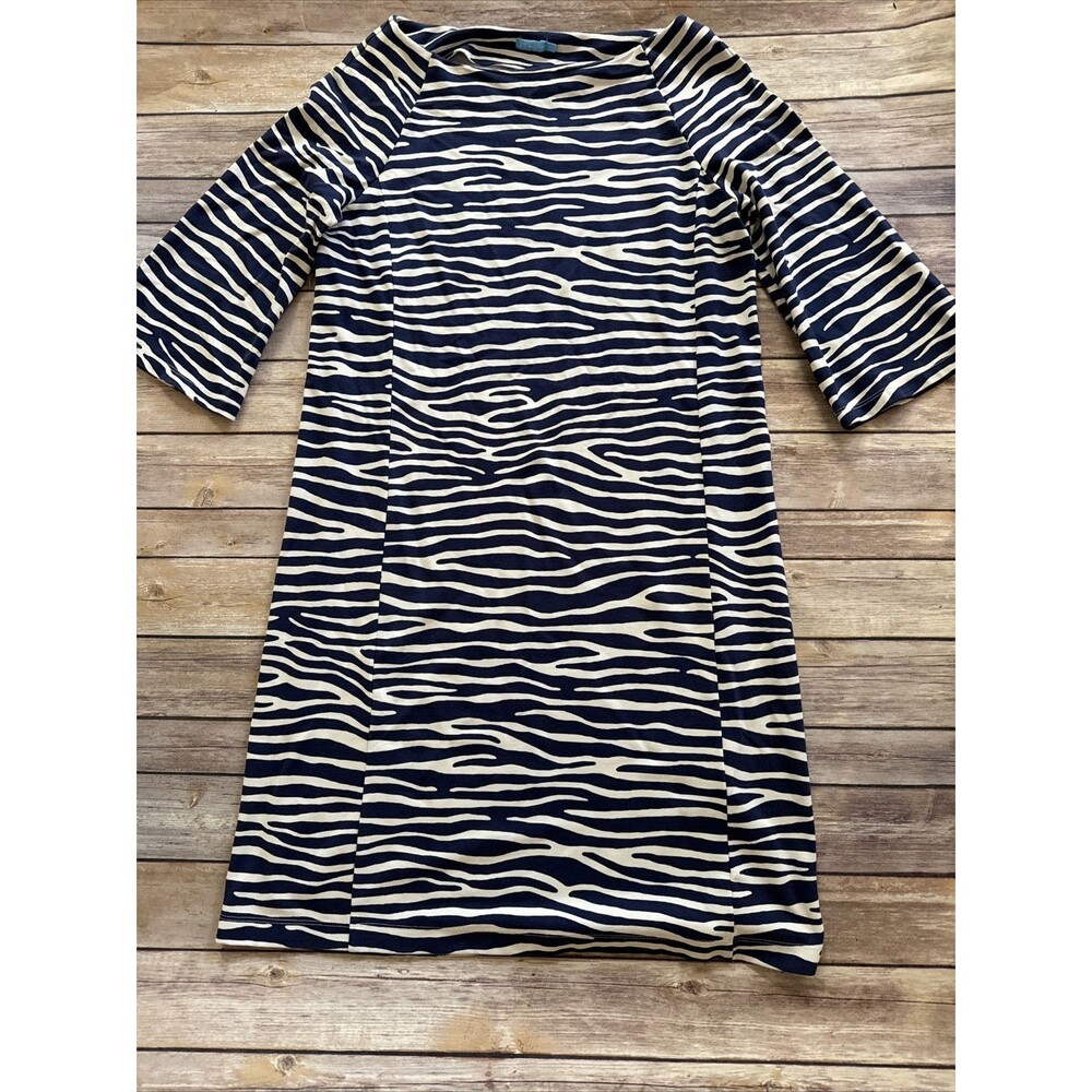 J McLaughlin Womens Zebra Print Catalina Cloth Sheath Dress Med Nautical Office
